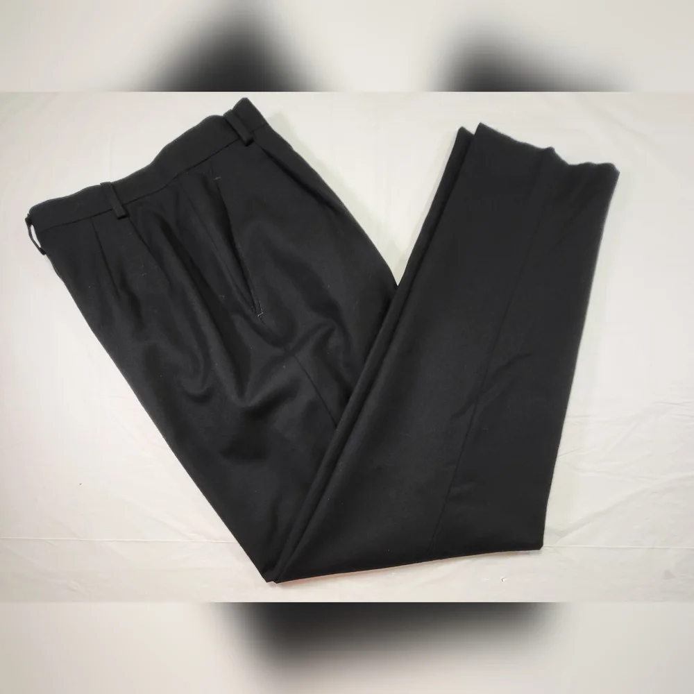 Vintage CASUAL CORNER Pleated Straight Leg Lined Black Wool Slacks - Size 8 - Picture 2 of 5